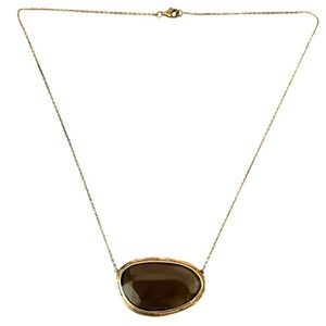 Technibond Gold Vermeil Sterling Smokey Quartz 16” Necklace Turkey